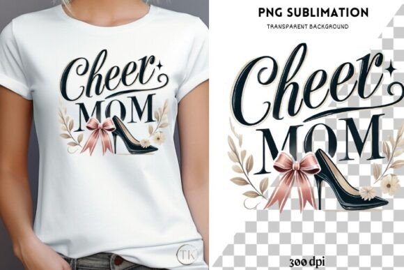 Cheer Mom PNG, Coquette Bow Cheer Mom