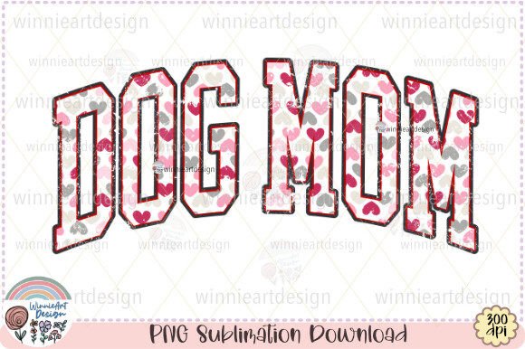 Dog Mom Hearts Retro Varsity Distressed