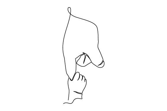 Mom and Baby Finger Touch Family Line Art