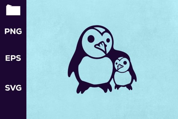 Mom and Baby Penguin: A Warm, Stitch-Ready Illustration
