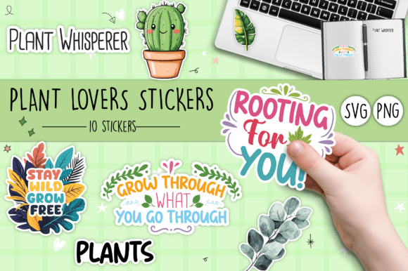 Plant Lover Stickers SVG and PNG