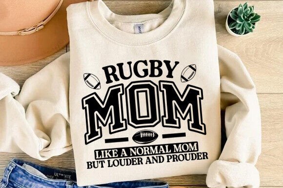 Rugby Mom PNG, Varsity, Distressed